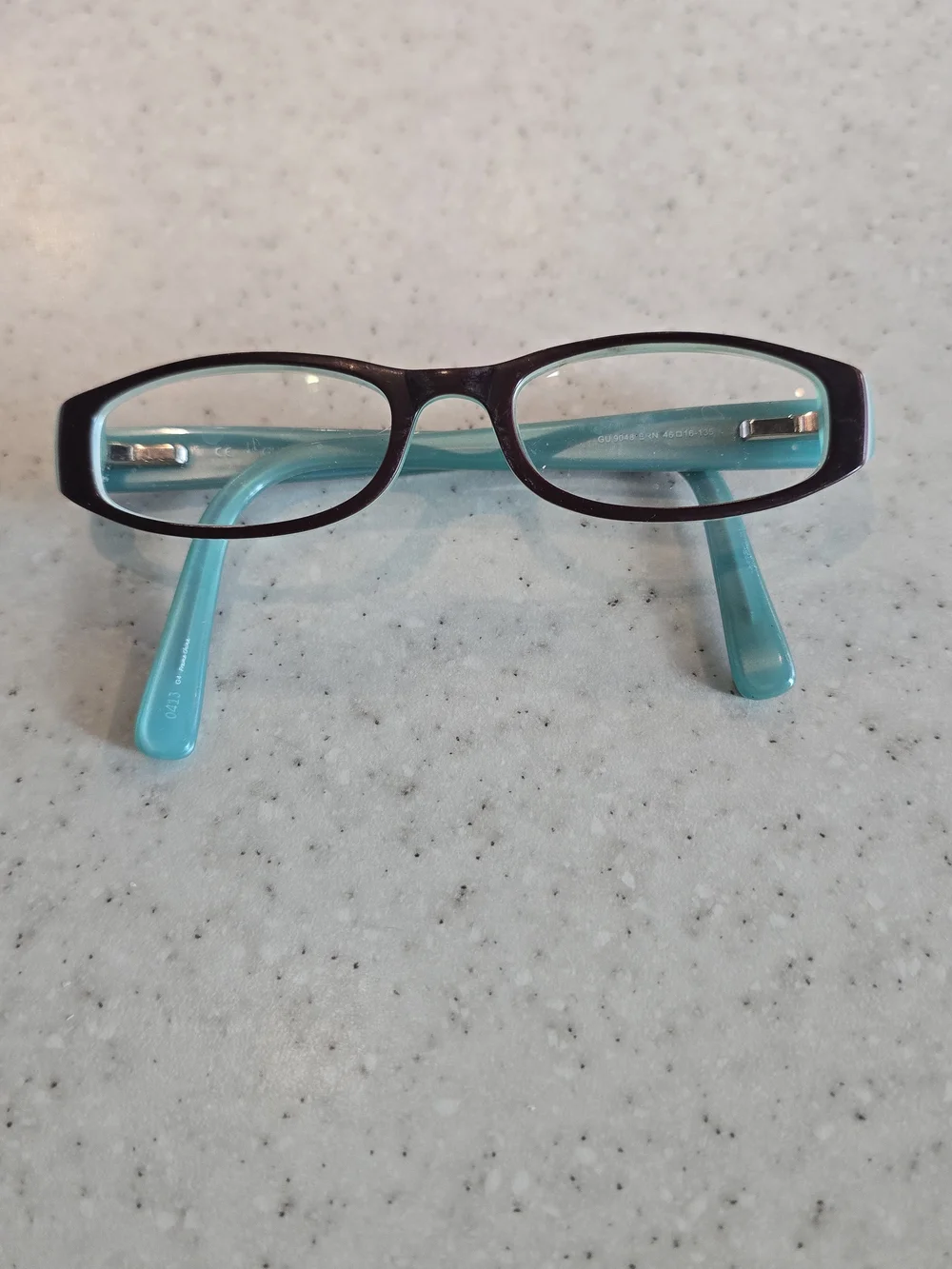 Guess GU 9048 BRN Eyeglass Frames Brown Turquoise Blue 46-16-135 Rectangle
